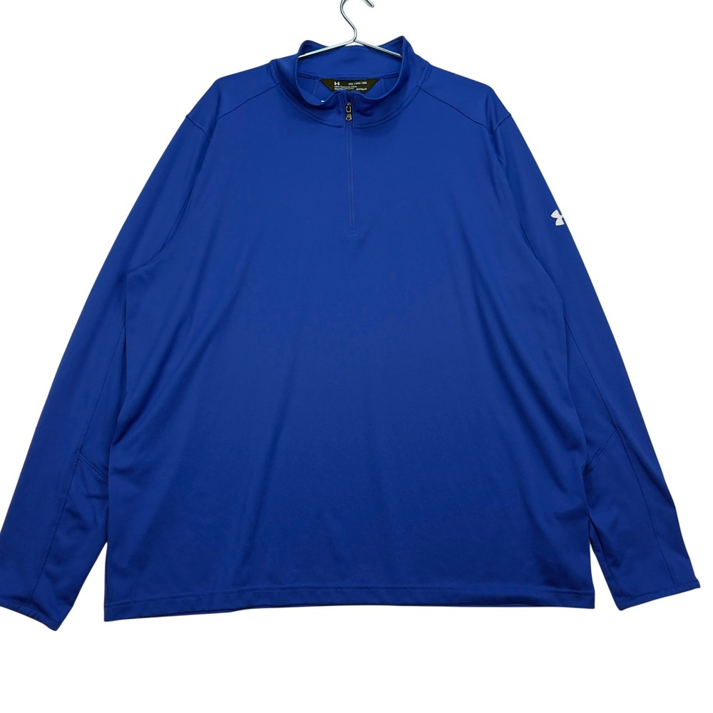 Under Armour HeatGear Quarter Zip Pullover Royal Blue Loose Fit Men's 3XL